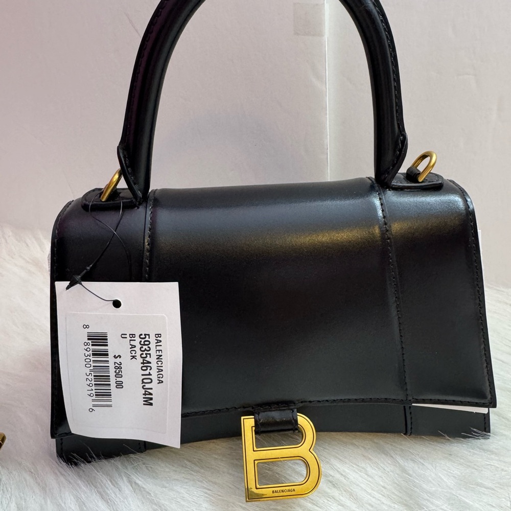 Balenciaga Black Shoulder Bag with Gold Emblem. Brand new. Comes with strap, tag